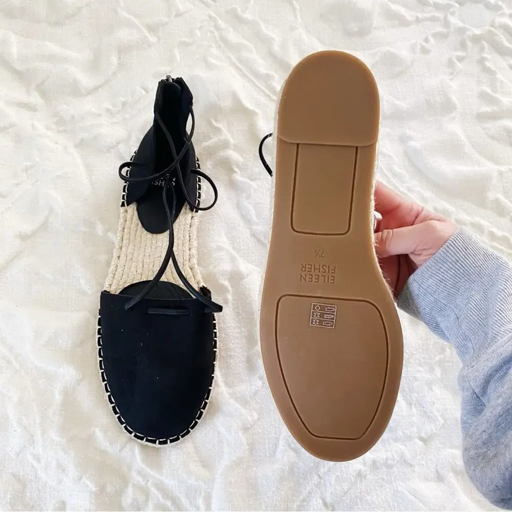 Eileen fisher Lace Leather Espadrille Size 7.5 New $155